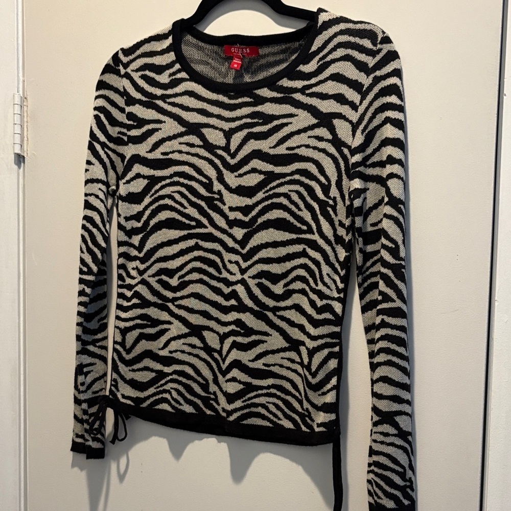 GUESS Zebra Pattern Long Sleeve Top